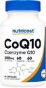 Nutricost CoQ10 200mg, 60 cápsulas vegetarianas, 60 servidumbres - alta absorción, vegetariano, no GMO, Coenzima Q10