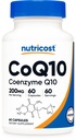 Nutricost CoQ10 200mg, 60 cápsulas vegetarianas, 60 servidumbres - alta absorción, vegetariano, no GMO, Coenzima Q10