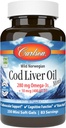 Carlson - Cod Liver Oil Minis, 280 mg Omega-3 + Vitaminas A &amp; D3, Heart Support " Cognitive Function, Vision Health, 250 Mini Soft Gels