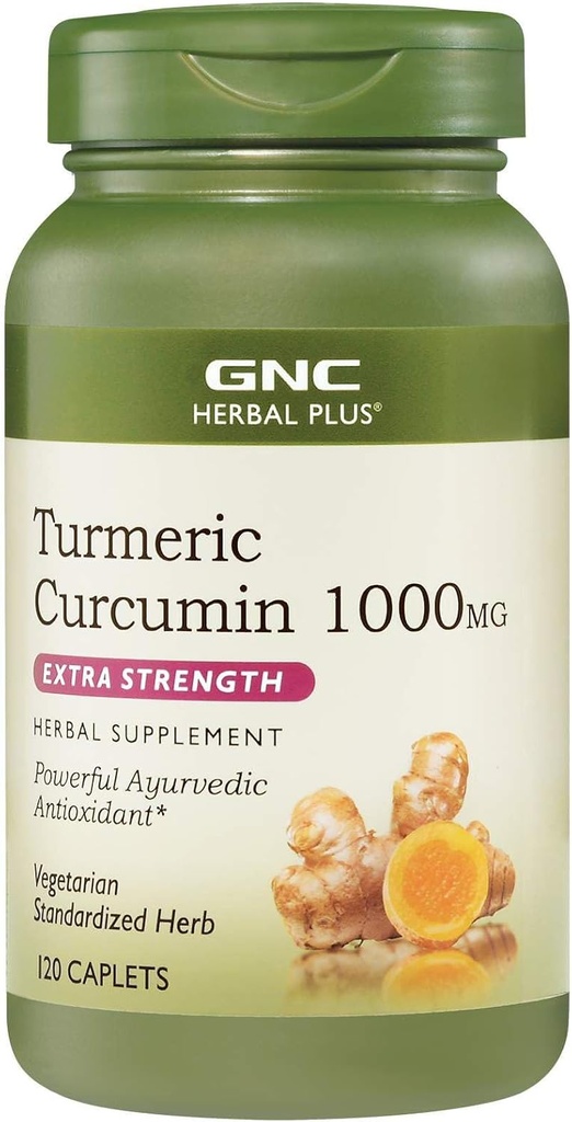 GNC Herbal Plus Turmeric Curcumin 1000mg Suplemento, Extra Strength, Vegetarian, 120 Servimientos