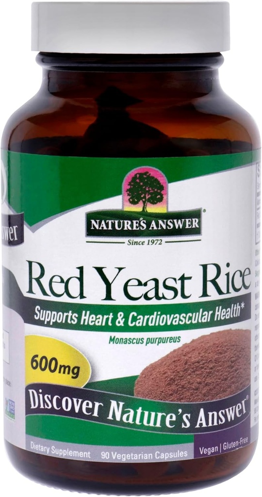Respuesta de la naturaleza Red Yeast Rice Herbal Supplement Vegetarian Capsules, 90-Count ← Promueve un Corazón Saludable ← Cardiovascular Support latitud Beneficial for Blood Circulation