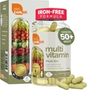 Zahler Multivitamin 50+, Fórmula libre de hierro + Lutein para salud ocular, 60 cápsulas.
