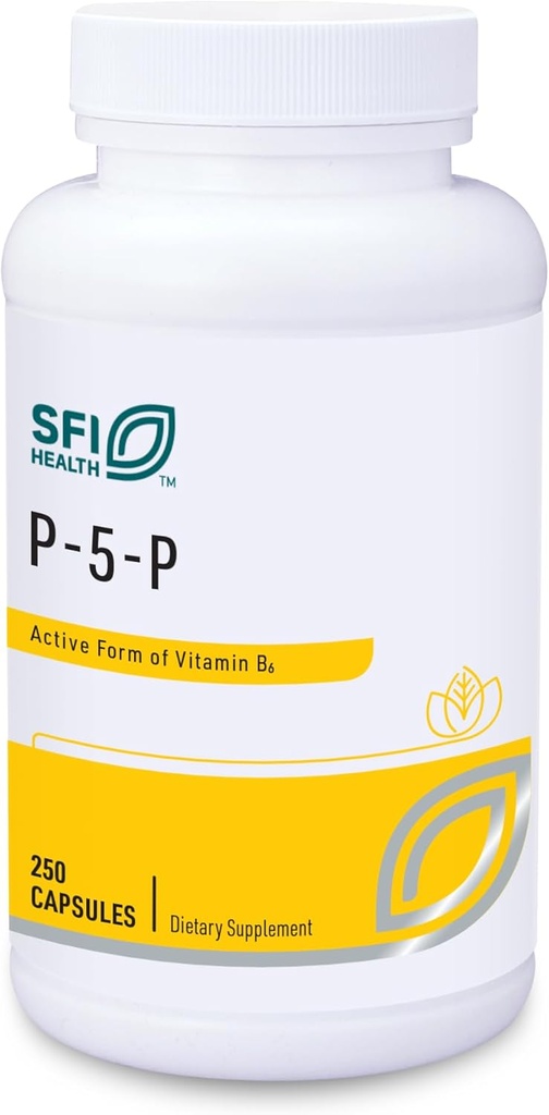 Klaire Labs SFI Health P-5-P - 30 Milligrams of Bioactive Vitamin B6 Pyridoxal-5-Phosphate for Metabolic " Liver Support, Hypoallergenic (100 cápsulas)