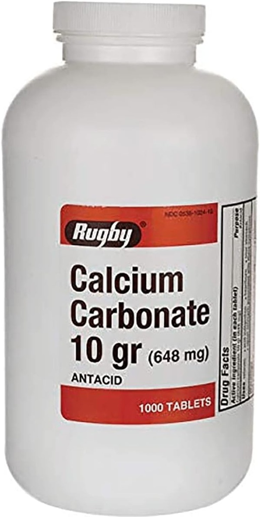 Calcio Carbonato 10 gr (648 mg) - Ácido - 1000 Tabletas