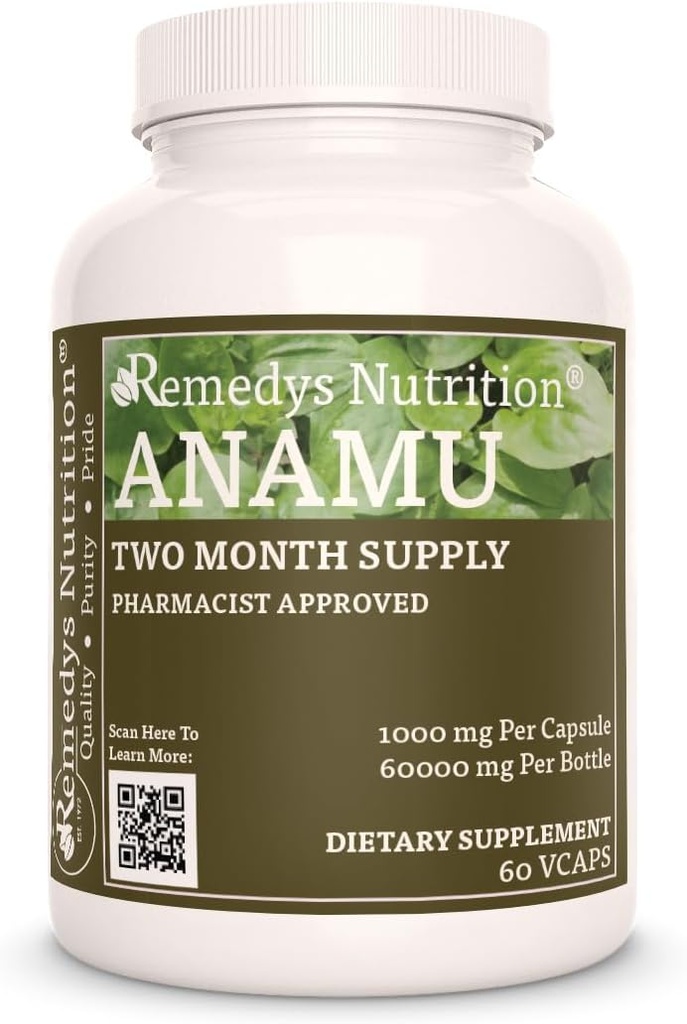 Nutrición de Remedy Anamu tención 1,000 mg, 60 cápsulas veganos Suplemento dietético herbal  Two Month Supply
