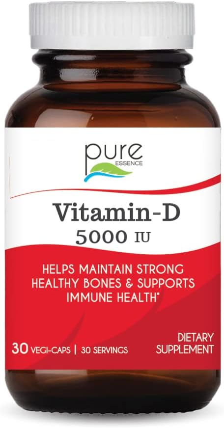 Laboratorios de Esencia Pura Vitamina D - 5000 UI de Vitamina D del 100% Pure Cholecalciferol - 30 cápsulas vegetarianas