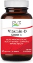 Laboratorios de Esencia Pura Vitamina D - 5000 UI de Vitamina D del 100% Pure Cholecalciferol - 30 cápsulas vegetarianas