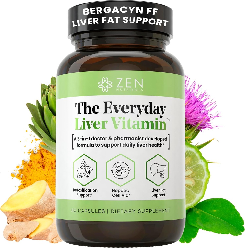 Nutrientes Zen La vitamina del hígado de cada día - Detox de limpieza del hígado " Reparación con Bergacyn FF, carburante de leche orgánica, Dandelion Root " Extracto de la salud del hígado - Fatty Liver Support Suplementos