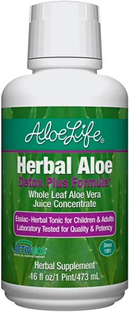 Aloe Life – Detox Plus Fórmula, Aloe-Based Detox Suplemento, Aloe Vera Juice Cleanse, promueve la digestión más saludable, el tónico herbal concentrado, la desintoxicación de Gut Health para el bienestar general (Limo limón, 16oz.)