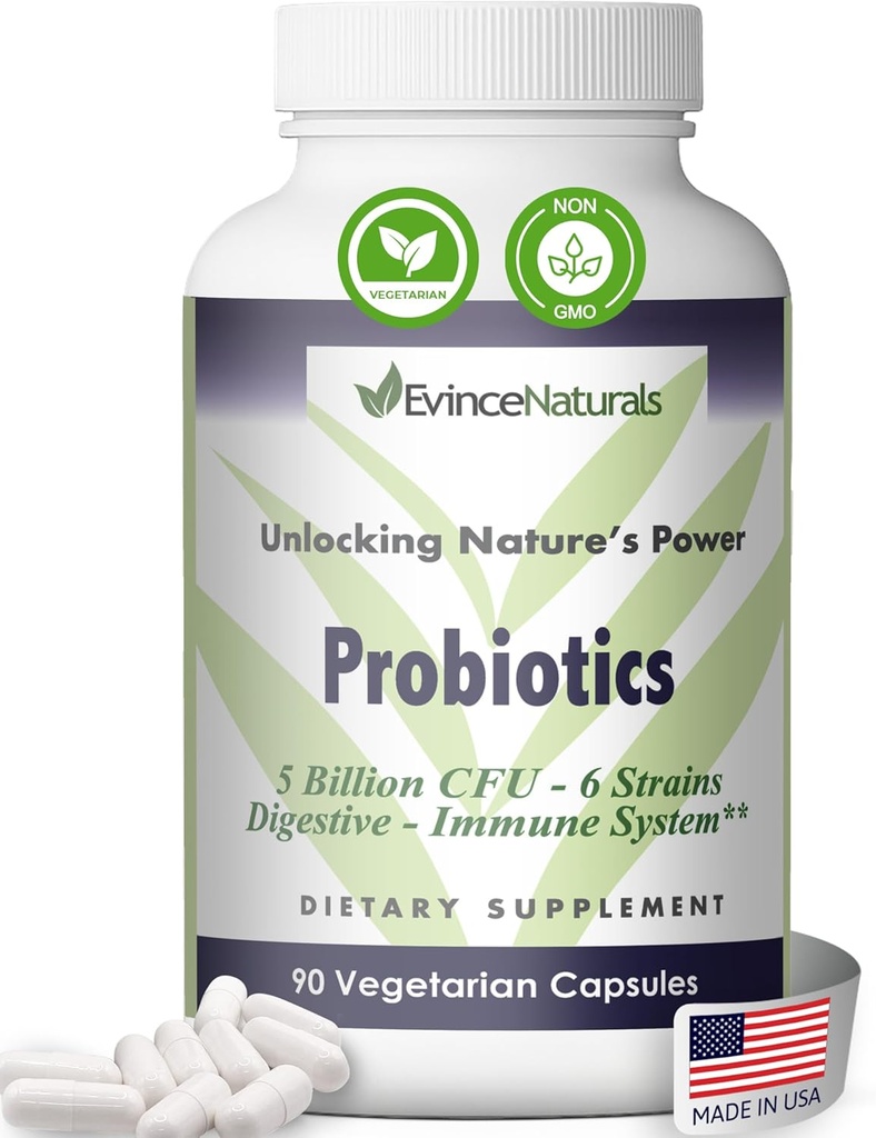 Probiotic and Prebiotic Supplement - 6 Strains of Intense Regenerative Probiotics for Men & Women 5 Billion CFU - Bowel, Inflammation, Immunity, & Digestive Support - Digestive Supplement, 90 Capsules