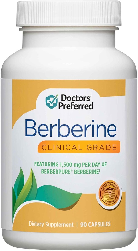 DOCTORS' PREFERRED Berberine Clinical Grade Suplemento - Doctor Formulado Silencio 1500 mg por servicio diario Ø 90 Conde