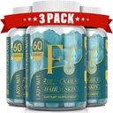 Biotin Gummies -Hair Skin and Nails Vitaminas para Hombres &amp; Mujeres, Vegan Vitamina B7, apoya el crecimiento del cabello y las uñas más fuertes,90 Day Supply - Blueberry-3 Pack