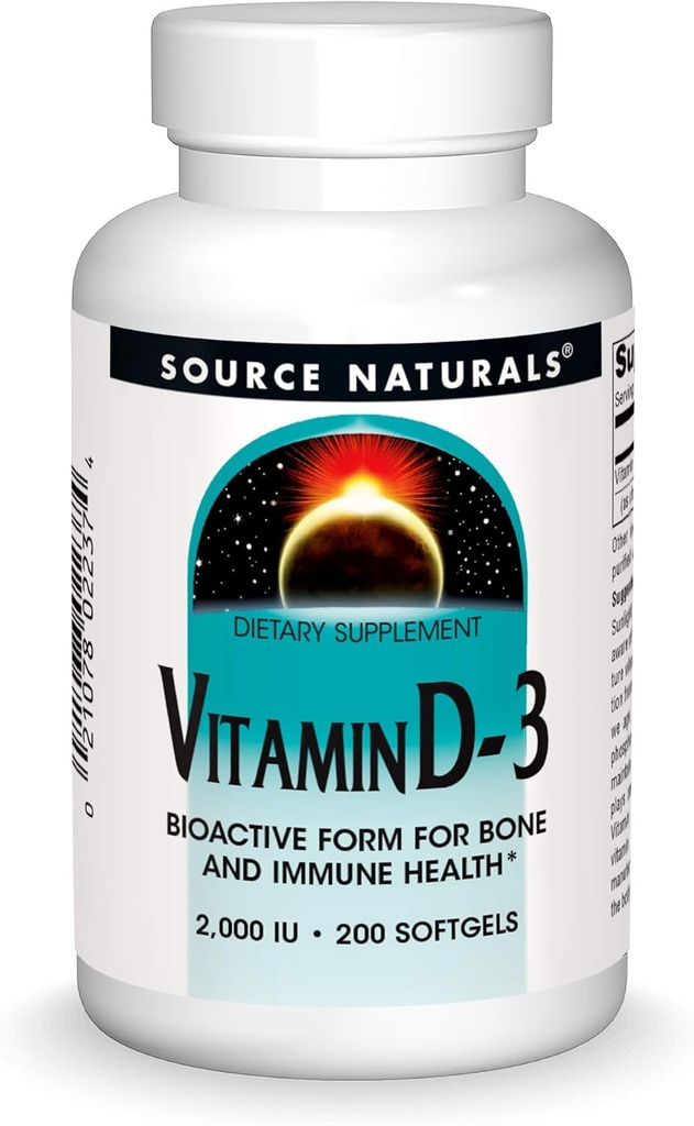 Fuente Naturals Vitamina D-3 2000 iu Soporta Bone & Immune Health - 200 Softgels