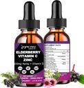 Orgánica de Elderberry Syrup, gotas líquidas Vitamina C y Zinc para adultos, 11-in-1 Sambucus Black Elderberry Tincture w/ Vitamin D3, Sea Moss Black Seed, Elderberry Immune Support Suplemento