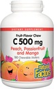 Factores Naturales, Niños Chewable Vitamina C 500 mg, Soporta Salud Inmune, Huesos, Dientes y Gums, Peach, Pasión y Mango, 180 Wafers