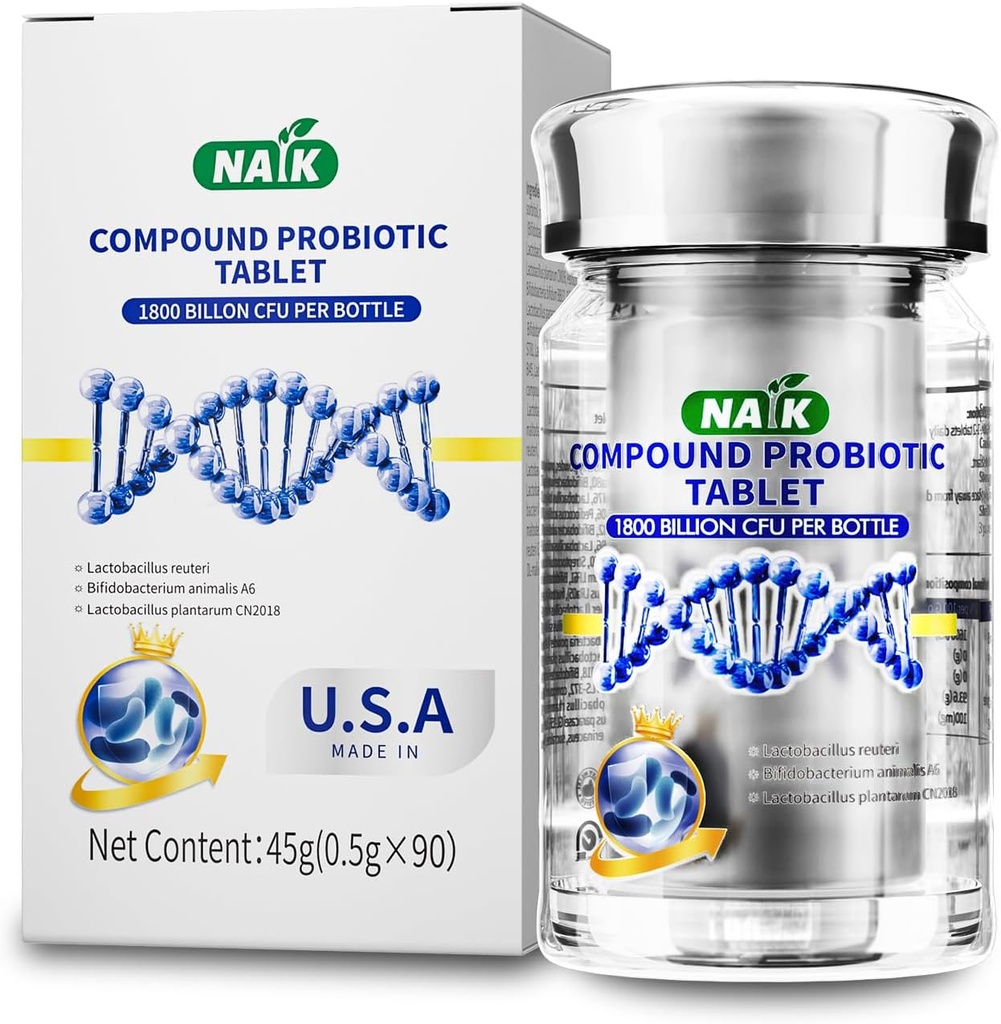 NAIK Probiotics 1800 Billion CFU - 10 Strains + Prebióticos Orgánicos - Immune, Digestivo " Gut Health - Apoya el estreñimiento ocasional, la diarrea, el gas " Bloating - para Hombres Mujer - 45ct