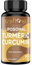 Liposomal Turmeric Curcumin Suplemento 2200 mg con Black Pepper Extracto 15 mg para alta absorción y función conjunta, 60 Softgels para adultos