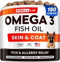 StrellaLab Fish Oil Omega 3 Treats for Dogs (180 Treats) - Allergy & Itch Relief - Skin & Coat Supplement - Joint Health - Wild Alaskan Salmon Oil - Shedding, Itchy Skin Relief - Omega 3 6 9 - EPA&DHA