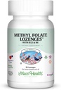 Maxi Health Methyl Folate Lozenges with B12 & B6, Flavored Memory, Cardiovascular Health Hormone & Immune Support Gluten Free, Kosher Berry, 90 Count
