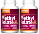 Jarrow Formulas Methyl Folate 400 mcg - 60 Veggie Caps, Pack de 2 - Forma altamente biológicamente activa de Folate - 4th Generation Folic Acid Technology - 120 Total Servings