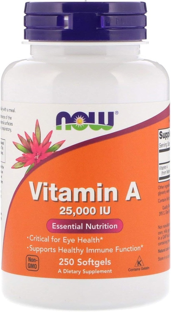 Vitamin A from Fish Liver Oil, 25000IU, 250 Sgels by Now Foods (Pack of 6)
