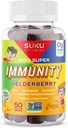 SUKU Vitaminas - Niños Super Inmunidad - Elderberry, Echinacea, Vitamina A y Zinc Gummies para Immune Soporte - Fácil de Chew - No GMO, Azúcar sin gluten - Pomegranate Lime Gummy Vitaminas, 50 Conde