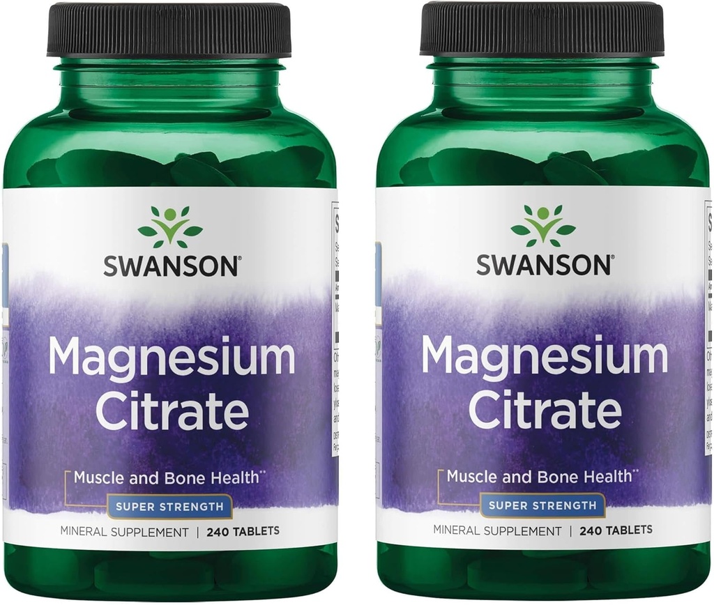 Citrato de magnesio de Swanson Super-Strength (112.5 Mg Por Tablet) 240 Tabs (2 Pack)