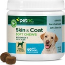 Petnc Natural Care Dog Skin and Coat Supplement (60 Chewables), With Omega 3, EPA & DHA, Promotes Healthy Skin & Glossy Coat, For Dogs 18 Weeks &amp; Older, Liver Flavor