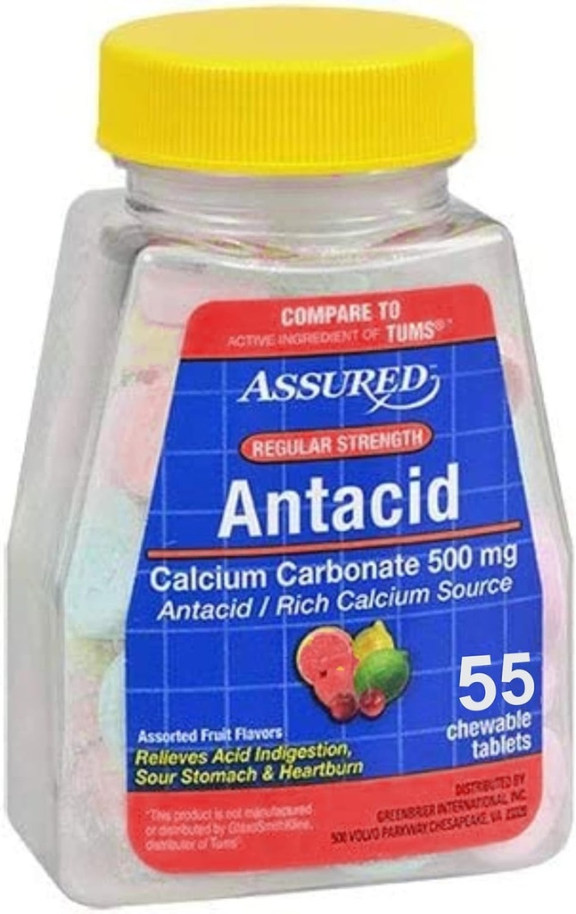 Asegurado Anti-Acido con Calcio, Regular, 60 Tablas Chewable