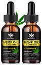 (2 Pack) Aceite de cáñamo orgánico - 100% extracto de aceite de cáñamo natural, calmante, sueño, relajación, apoyo inmune, rico en Omega 3, 6, 9 ácidos grasos, Vegan - 30mL