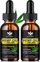 (2 Pack) Organic Hemp Oil - 100% Natural Hemp Oil Extract, Calming, Sleep, Relaxation, Immune Support, Rich in Omega 3, 6, 9 Fatty Acids, Vegan - 30mL