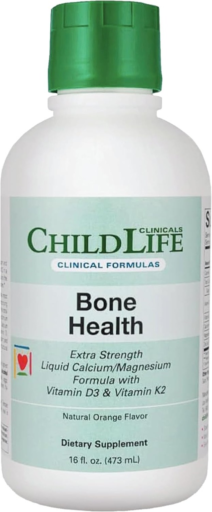 CHILDLIFE ESSENTIALS Clinicals Bone Health - Baby Liquid Calcium, Kids Calcium Liquid w/ Magnesium, Zinc, Vitamina D3, para bebés 6 Meses &amp; Up, Toddlers, Niños - Orange Flavor, 16 fl oz (1 Pack)