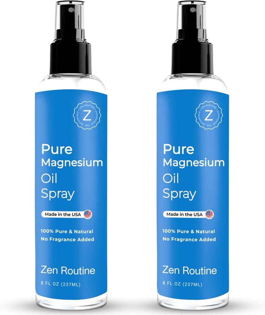 Pulverizador de aceite de magnesio puro – 8oz (2-Pack) – Grado de la USP – Aceite de magnesio para pies, cuerpo, musculosos y cáscaras de la pierna – Gliceo de magnesio tópico, Aceite de Magnesio, Cloruro de magnesio orgánico – Hecho en los EE.UU.