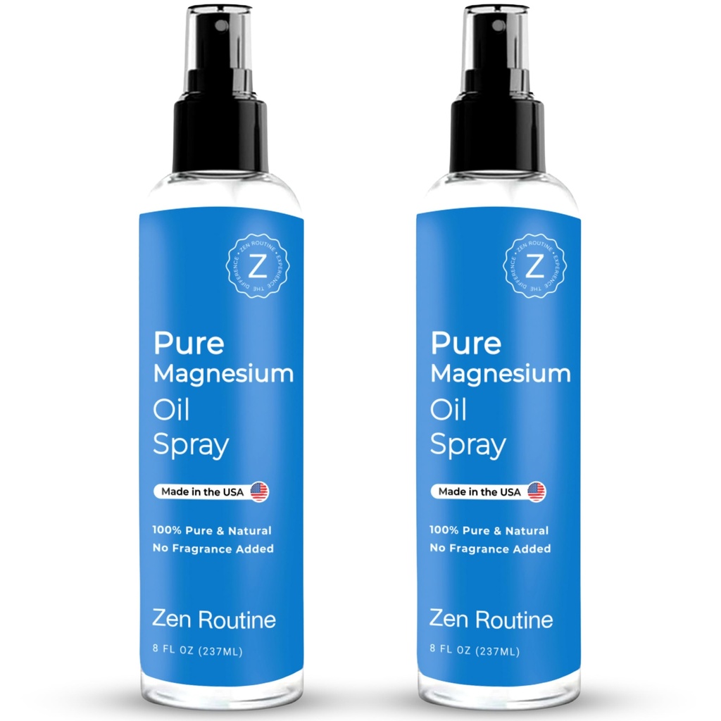 Pulverizador de aceite de magnesio puro – 8oz (2-Pack) – Grado de la USP – Aceite de magnesio para pies, cuerpo, musculosos y cáscaras de la pierna – Gliceo de magnesio tópico, Aceite de Magnesio, Cloruro de magnesio orgánico – Hecho en los EE.UU.