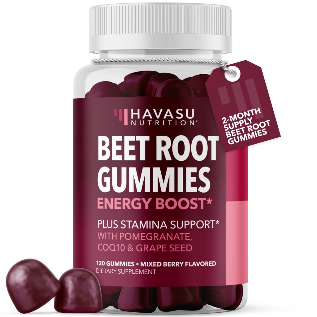 Beet Root Gummies with COQ10 & Pomegranate - Nitric Oxide Supplement for Men and Women - Beetroot for Endurance, Performance, Recovery - Vegan, Non-GMO, Gluten Free - Mixed Berry Flavor, 120 Conde