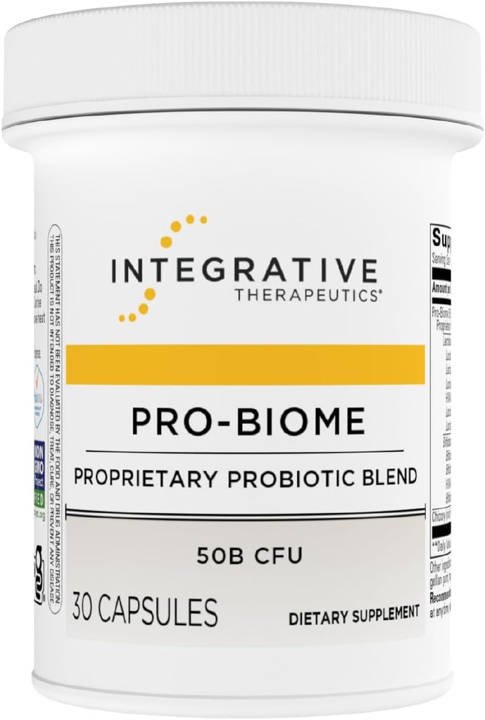 Terapéutica Integrativa Pro-Biome - Blend Probiótico para la Salud Digestiva &amp; Apoyo Inmune* - Probiótico diario para la salud gastrointestinal* - Libre de lácteos - 30 cápsulas (30 servidos)