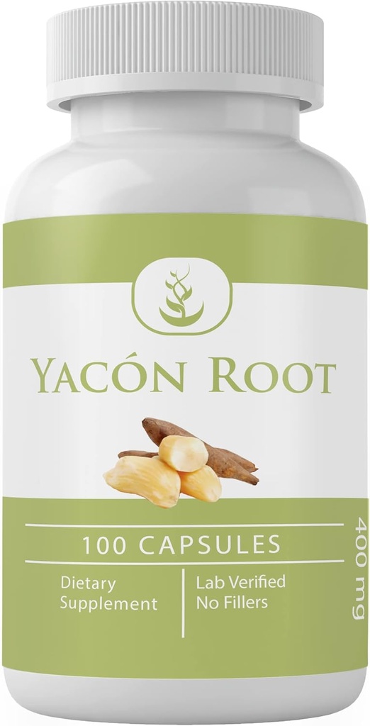 PURE ORIGINAL INGREDIENTES Yacon Root, (100 cápsulas) Siempre puro, sin aditivos ni artillería, Lab Verified