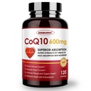 CoQ10-600mg-Softgels - Extra Strength Coenzyme Q10 con PQQ, Omega-3 " BioPerine - High Absorption CoQ10 Suplementos Antioxidante (Ubiquinona) para la producción de energía y salud cardíaca, 120 Softgels