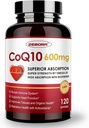CoQ10-600mg-Softgels - Extra Strength Coenzyme Q10 con PQQ, Omega-3 " BioPerine - High Absorption CoQ10 Suplementos Antioxidante (Ubiquinona) para la producción de energía y salud cardíaca, 120 Softgels