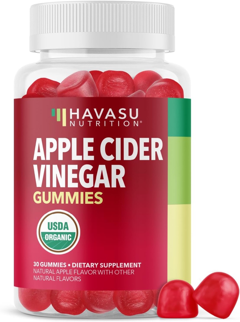 Manivelas de vinagre de manzana - Vitaminas ACV ecológicas para la salud digestiva, metabolismo & Gut Soporte - 30 Cuenta - Vegan, No Gluten-Free - Sabor Delicioso &amp; No Sabor de malla - Suministro de 15 días