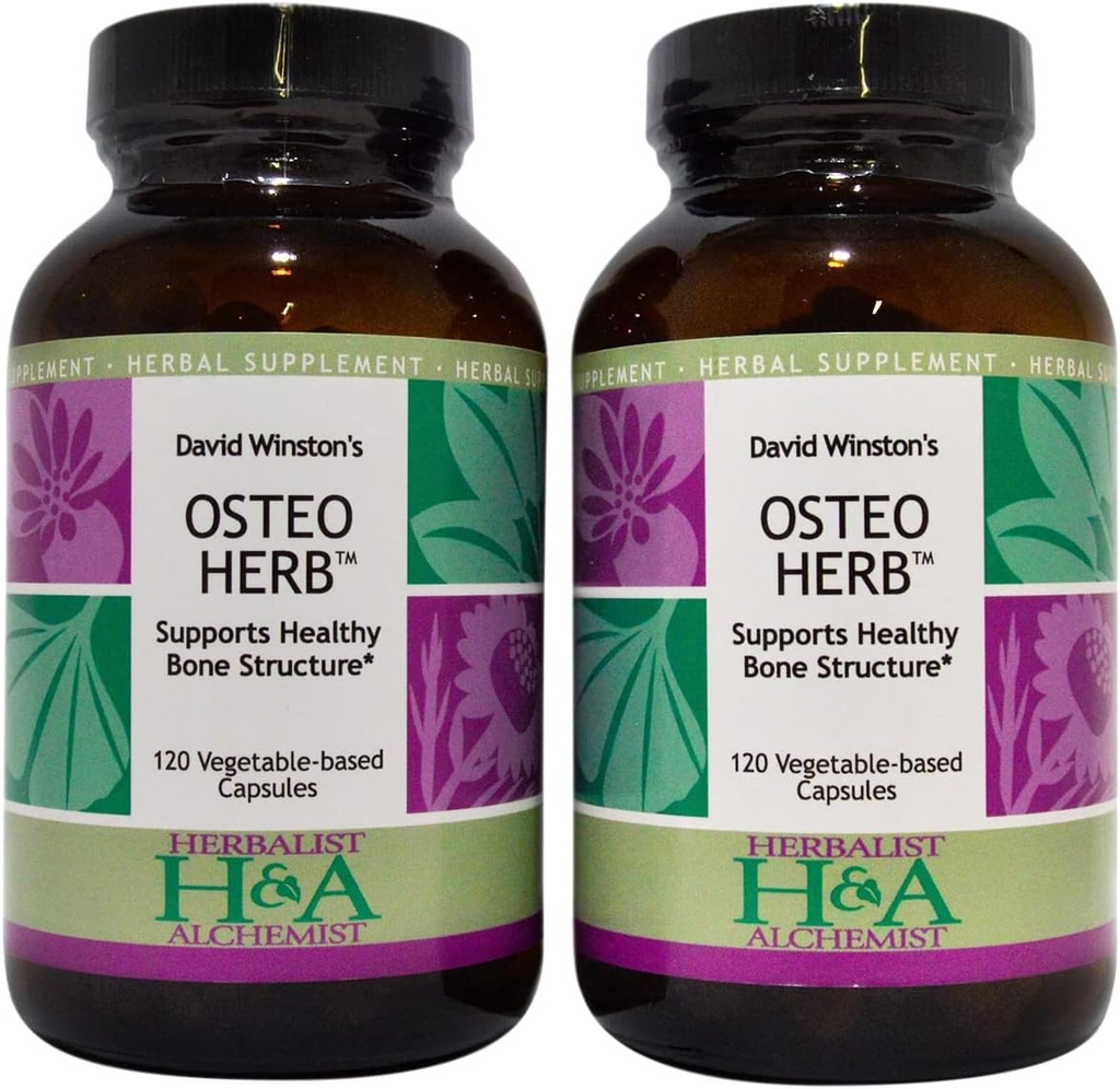 David Winston's Osteo Herb Capsules, 2 Pack - 120 Cuenta cada botella, soporta la estructura sana del hueso*
