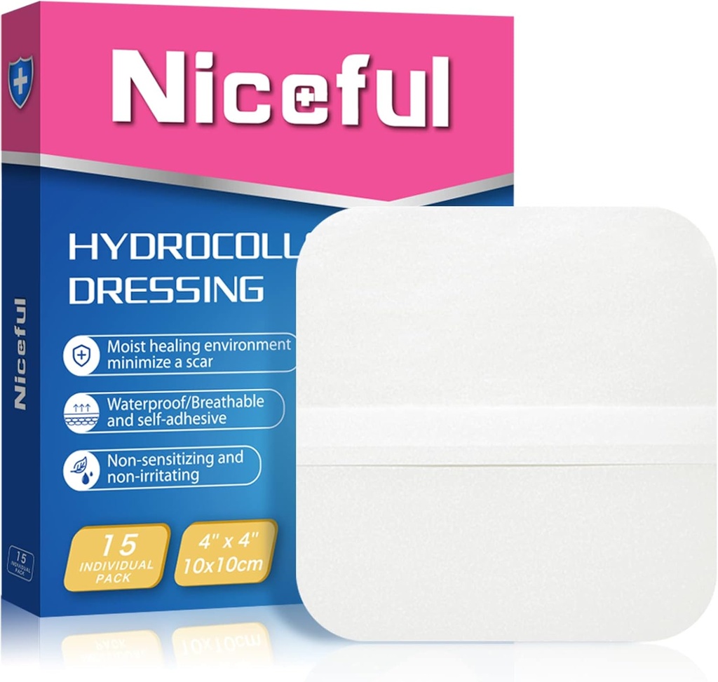15 Conde Hidrocolloide Bandages 4x4 in, Hidrocolloide Wound Dressing Bandages para Heridos, Herido impermeable