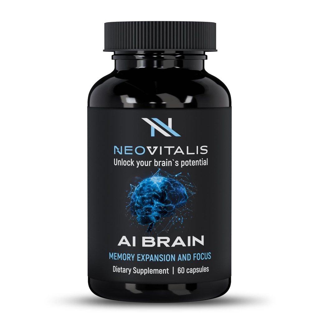 AI Brain Nootropic Supplement for Focus, Memory & Mental Clarity Improvement Capsules for Men & Women, Caffeine-Free Daily Cognitive Support with Bacopa, Alpha GPC & Vitamin B6, 60 Vegetarian Capsules