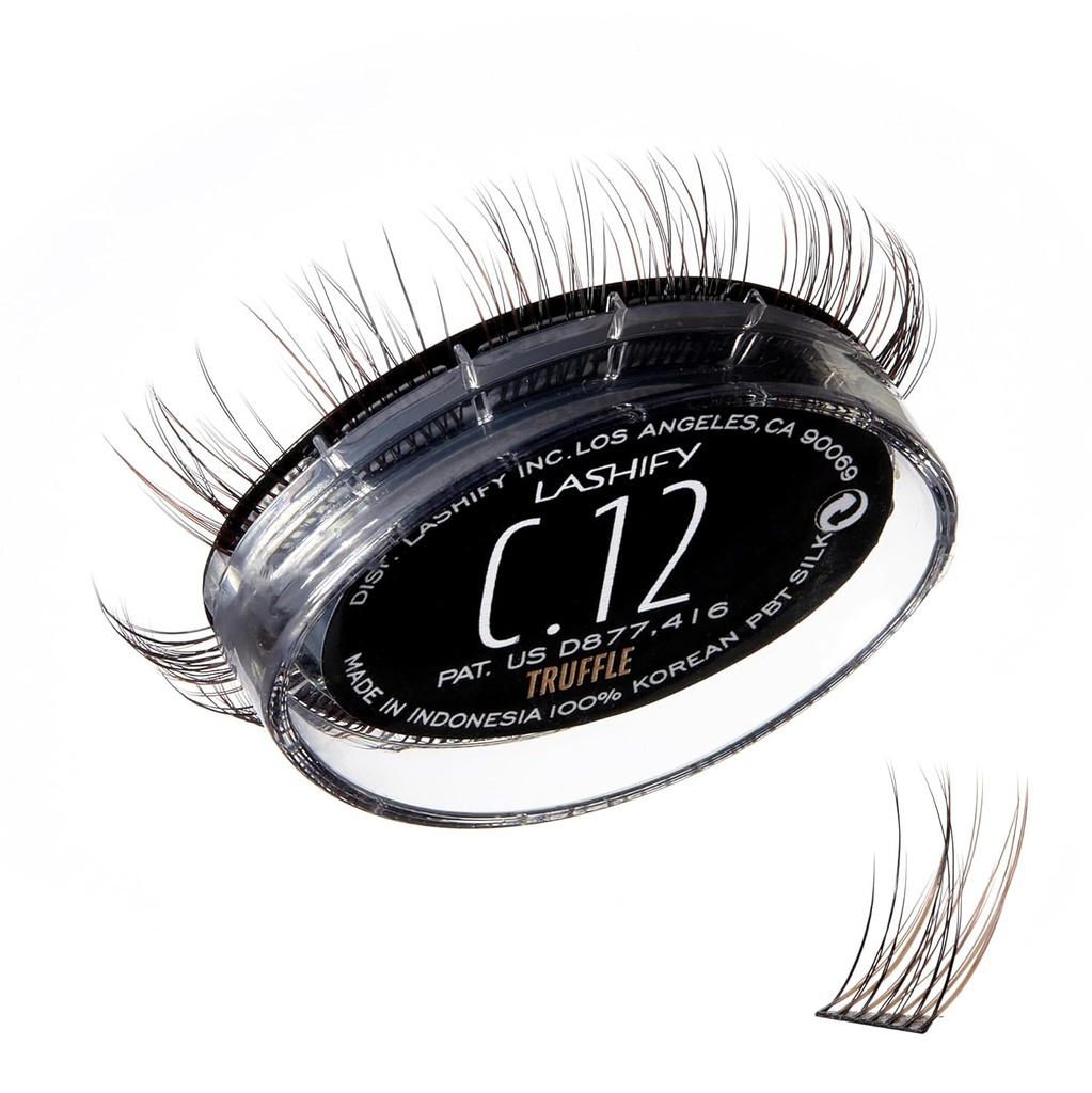 Lashify Curl 12mm Gossamer Eyelash Extensiones Rellenar, Truffle Color, DIY False Lashes for a Natural Look