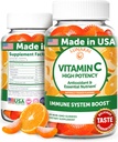 Lunakai USA hizo alta potencia vitamina C Gummies para adultos y niños - 300 mg de apoyo inmunológico - No GMO, Vegan, sabor naranja delicioso, 60ct