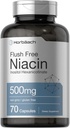 Horbaach Niacin 500mg | 70 Capsules | Flush Free Supplement | as Inositol Hexanicotinate | Non-GMO and Gluten Free