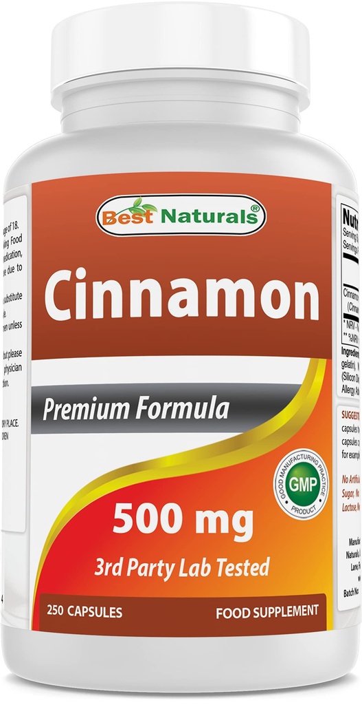 Best Naturals Cinnamon 500 mg 250 Capsules (250 Count (Pack of 1))