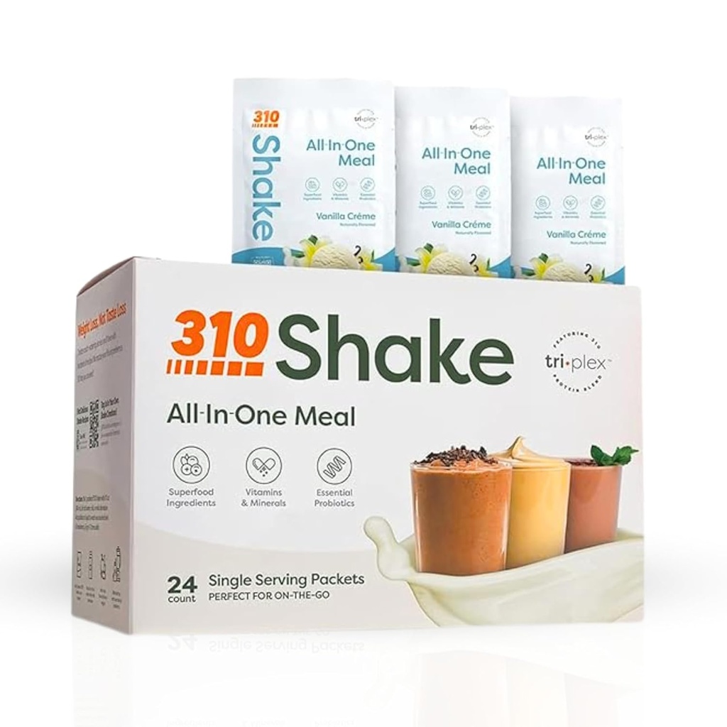 310 Nutrición – All-In-One Meal Replacement Shake - Nueva Fórmula con Fiber Rich Vegan Superfood Blend - Sweeteners naturales - Bajo Carb Shake, Keto & Paleo Friendly - Gluten Free - 26 Essential Vitamins & Minerals - Variedad Shake Box - Vanilla Crème