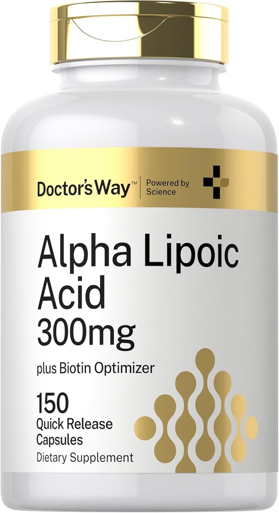 Camino del Doctor Alfa Ácido Lipoico 300mg Silencio 150 Capsules  durable with Biotin Optimizer Silencioso ALA Suplemento No-GMO, Gluten Free