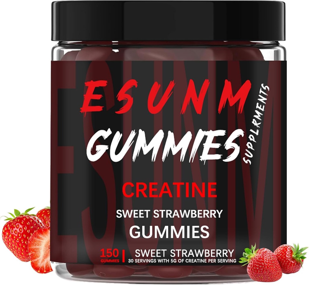 Sweet Creatine Strawberry Gummies,Monohydrate Por Serving, No Sugar o Colores Artificiales,Low-Calorie, Vegan & Halal, Blue Raspberry Flavor(150 Cuenta)